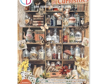 Ciao Bella Cabinet of Curiosities A4 Junk Journal & Ephemera Book,Craft Supplies,Card Making,Botanical Plants Fussy Cutting Ephemera Book