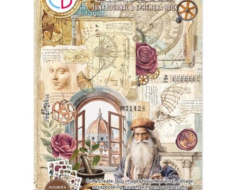 Ciao Bella Codex A4 Junk Journal & Ephemera Book,Craft Supplies,Card Making,Botanical Plants Fussy Cutting Ephemera Book Fussy Cut Book