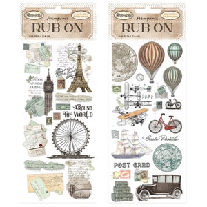 Stamperia Around The World Rub- On ,Embellishments ,Craft Supplies,Card Making,Scrapbooking,Collage,Vintage Travel,Map Transfer,Rub- On