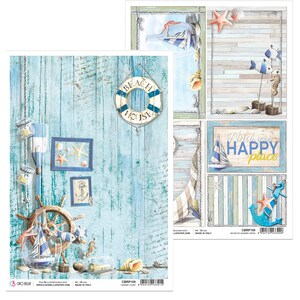 Ciao Bella Sommer Reispapier A4,Bastelbedarf Ozean Reispapier,Natur Reispapier,Collage,Mischtechnik,Hochzeit Papier,Hochzeit Papier
