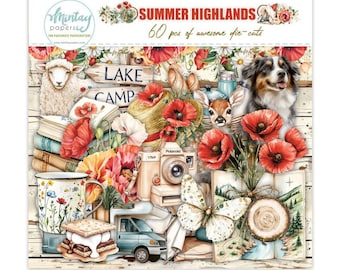 Mintay Paper Summer Highlands Ephemera ,Card Making, Craft Supplies ,Die Cut, Mintay Paper Elements Pieces Floral Farm Country Camp