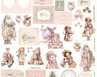 Prima Marketing Christmas Blush Ephemera Frosty Memories 100pc,Craft Supplies, Card Making Noel Winter