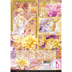 Ciao Bella Ethereal A4 Scrapbooking Paper Set,Craft Supplies,Magic Fantasy Fairy Unicorn Paper Set,Card Making,Gold , Tags,Cards,Labels