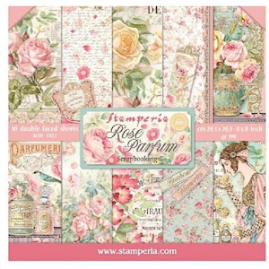 Stamperia Rose Parfum 8 x 8 inch plakboek, knutselbenodigdheden, scrapbooking, collage, feestartikelen, bloemenpapier, shabby chic papier