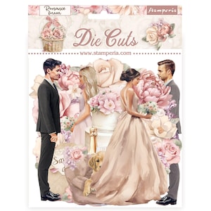 Stamperia Romance Forever Die Cuts,Craft Supplies,Card Making,Scrapbooking, Wedding Chipboard Die Cuts Floral Bride Die Cuts Scrapbook Paper