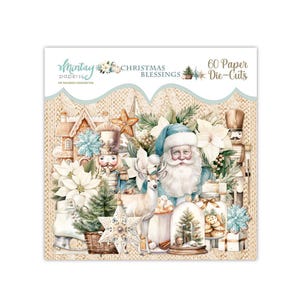Mintay クリスマスの祝福エフェメラ、カード作り、クラフト用品、クリスマスノエルサンタブルーヴィンテージエフェメラダイカットペーパー装飾