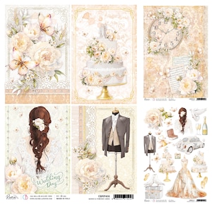 Ciao Bella Always & Forever A4 Papier de riz,Accessoires créatifs,Papier de découpage pour mariage,Papier floral romantique pour embellissements de mariage Techniques mixtes
