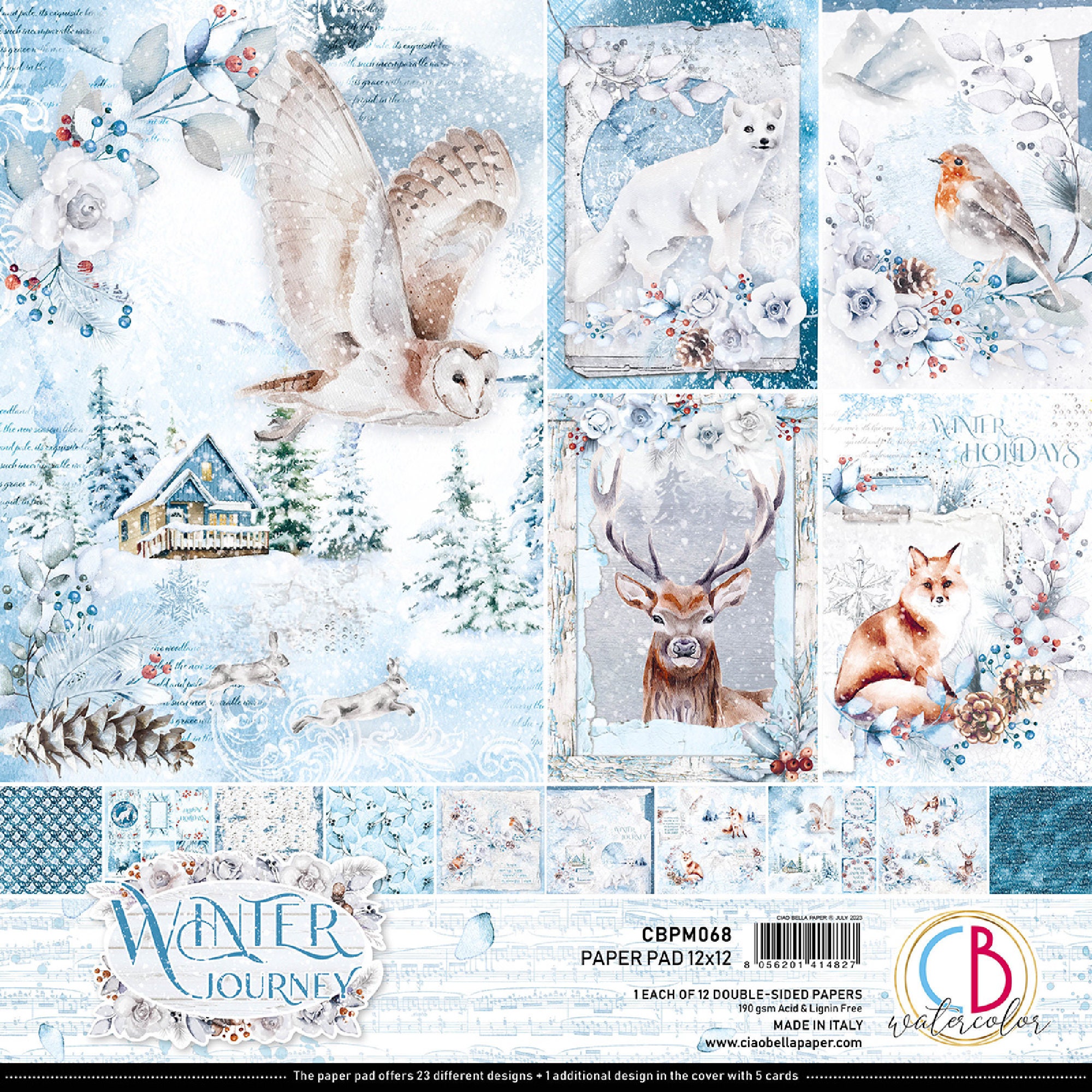 Ciao Bella Winter Journey 12x 12 Scrapbooking Paper Christmas Scrapbook  Paper