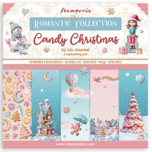 Stamperia Candy Christmas 12&quot; x 12&quot; Paper Pad 10 pc Double Side,Craft Supplies,Card Making, Scrapbooking Paper Pad, Candy Sweets Cake