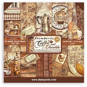 Stamperia Kaffee und Schokolade 12 "x 12" Papierblock 10 Stück doppelseitig, Bastelbedarf, Kartenherstellung, Scrapbooking, Kaffee, Vintage-Papier, Collage