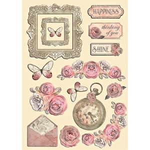Stamperia Shabby Rose A5 Farbige Holzformen,Bastelbedarf,Kartengestaltung,Scrapbooking,Floral Rose Vintage,Verzierungen Shabby Chic aus Holz