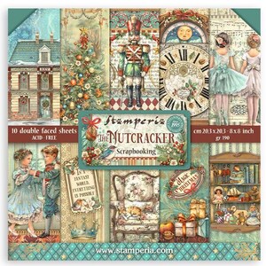 Stamperia de notenkraker 8 x 8 inch papieren blok 10 stuks dubbelzijdig, ambachtelijke benodigdheden, kaarten maken, scrapbooking, steampunk kerstpapier