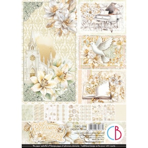 Ciao Bella Blessing Day A4 Scrapbooking Paper Set,Craft Supplies,Card Making,Ciao Bella Tags,Cards,Labels Blessing Days Angel,Floral Paper