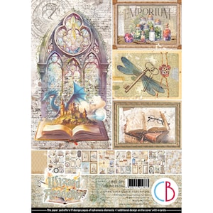 Ciao Bella Wizard Academy A4 Scrapbooking Paper Set,Craft Supplies,Magic Fantasy Paper Set,Card Making,Ciao Bella Tags,Cards,Labels Cats