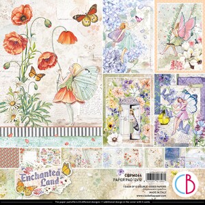 Ciao Bella Enchanted Land 12"x 12" Scrapbooking Paper Set, Craft Supplies,Collage,Card Making,New Ciao Bella Floral Fairies Paper Set Plants