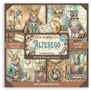 Stamperia Alterego 8 "x 8" Einseitig Maxi Papierblock, Bastelbedarf, Kartenherstellung, Scrapbooking Papierblock, Steampunk Tiere Vintage Fantasy