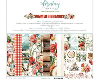 Mintay Paper Summer Highlands 8" x 8" Paper Pad ,Card Making, Craft Supplies, Farm Country ,Double Side Paper Scrapbook Floral, Camp