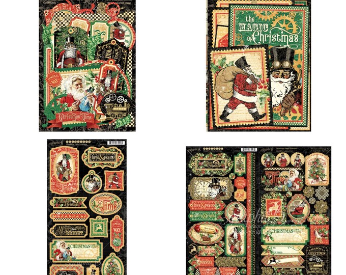 New Graphic 45 Christmas Time Die Cuts Assortment,journaling Cards