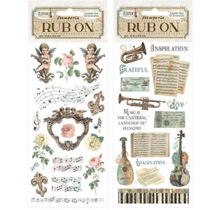 Stamperia Music Rub On,Craft Supplies,Card Making,Scrapbooking, Stamperia Music Angel Vintage  Transfer Image,Phrases Collage Embellishments