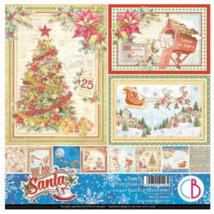 Ciao Bella  Dear Santa 8" x 8" Scrapbooking Paper Set ,Craft Supplies Noel,Christmas Paper,Collage,Card Making,Double Sided Paper Set,New