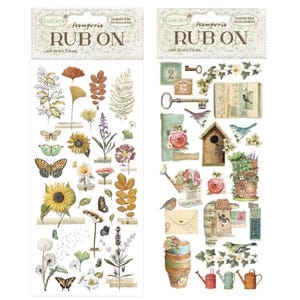 Stamperia Garten reiben zum Einreiben, Handwerk, Kartenherstellung, Scrapbooking, Blumen, Vögel, Pflanzen, Stamperia Transferbild, Sonnenblumenverzierungen