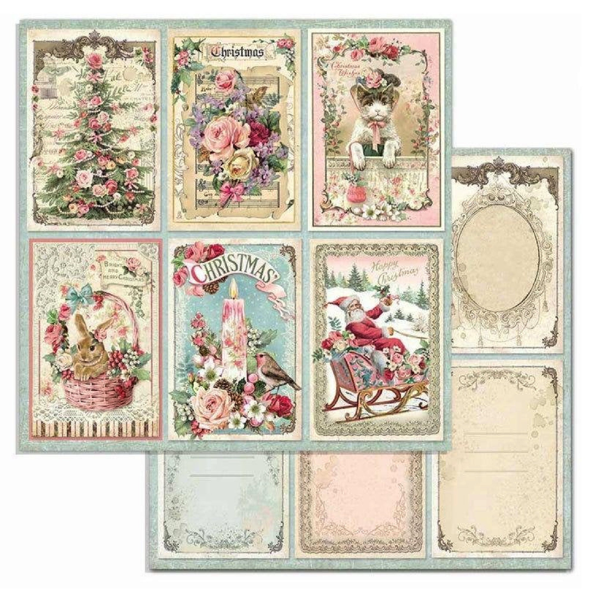 Stamperia Pink Christmas 12 x 12 Paper Pad 10 pc Etsy