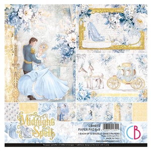 Ciao Bella Midnight Spell 8" x 8" Scrapbooking Paper Set ,Craft Supplies,Magic Princes Fantasy Blue Paper Set,Card Making,Double Sided Paper