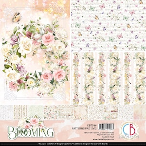 Ciao Bella, motifs floraux, 30 x 30 cm, papier scrapbooking, fournitures créatives, fleurs, papier de jardin, fabrication de cartes, papier printanier, aquarelle