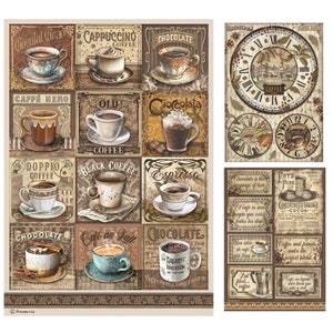 Stamperia Kaffee und Schokolade Reispapier, A4, Bastelbedarf, Kartenherstellung, Scrapbooking, Decoupage Papier, Kaffee Schokolade Verzierungen