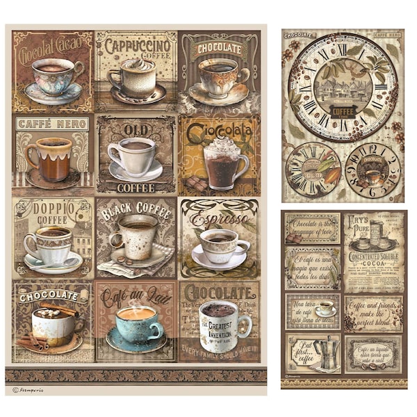 Stamperia Coffee and Chocolate A4 Rice Paper,Craft Supplies,Card Making,Scrapbooking,Decoupage Paper Coffee Chocolate Embellishments