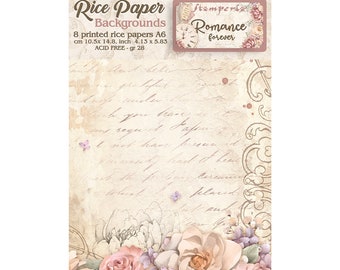 Stamperia Romance Forever A6 Rice Paper Backgrounds Pack,Craft Supplies,Card Making,Scrapbooking Rice Paper,Embellishments Floral,Stamperia