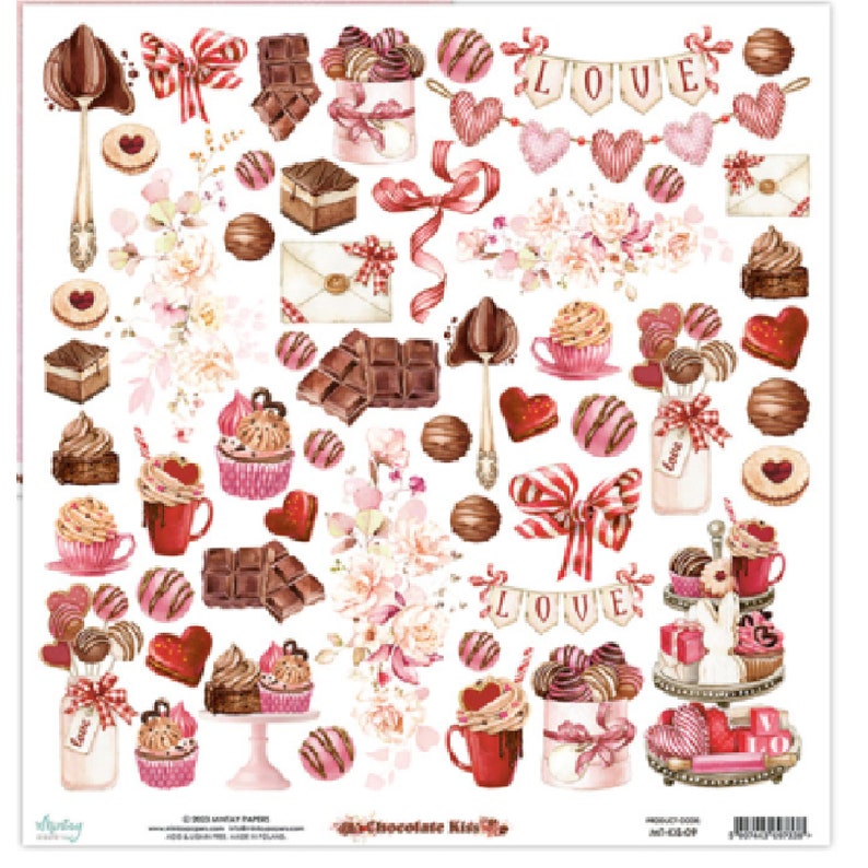 Mintay Chocolate Kiss 12 x 12 inch plakboekset, kaarten maken, knutselspullen, collage, chocoladepapier, valentijnspapier, plakboek liefde afbeelding 8