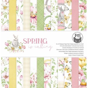 P13 Spring Is Calling 12 "x 12" Scrapbooking Papier Doppelseitig,Scrapbooking,Kartenherstellung,Bastelbedarf,Collage,Frühlingsblumen,Hasen