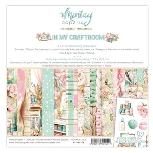 Mintay In My Craftroom: 6" x 6" papierblok, kaarten maken, knutselspullen, ambachtelijke kamer Shabby-chique bloemmotieven, dubbelzijdig papier, plakboekpapier