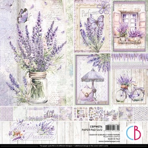 Ciao Bella Morning In Provence 12" x 12" Scrapbooking Paper Set ,Craft Supplies ,Lavender,Floral Paper Set,Card Making,Lilac Floral Spring