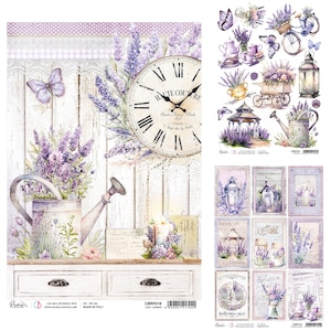 Ciao Bella matin en provence, papier de riz A4, fournitures créatives, fabrication de cartes, lavande, fleurs, lilas, papier de découpage printanier, papier pour collage, oiseaux