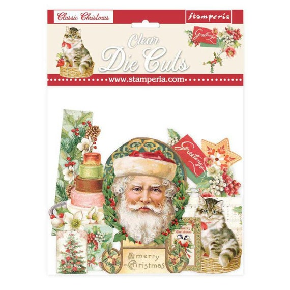 Stamperia Classic Christmas Clear Die Cuts,vintage Christmas,craft Supplies,card  Making,scrapbooking,christmas Die Cut,embellishment 