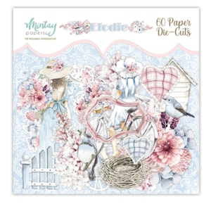 Mintay Elodie Ephemera,Craft Supplies,Scrapbooking Floral Ephemera,Lilac Floral Spring Ephemera Die Cuts,Paper,Birds Lady Floral Ephemera