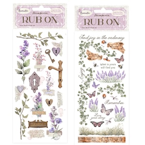 Stamperia Lavender Rub On,Craft Supplies,Card Making,Scrapbooking, Floral Cat, Stamperia Transfer Image,Phrases Collage Lilac Embellishments
