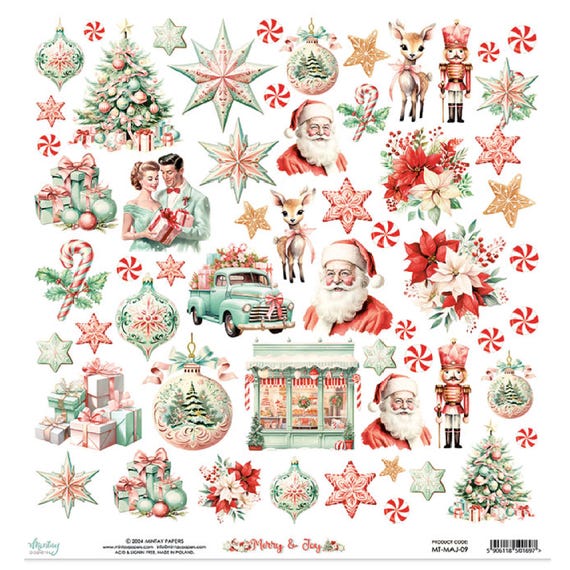 12インチペーパー132枚+ステッカー等　スクラップブッキング　クリスマス Mintay Merry & Joy 12インチ x 12インチ スクラップブッキング