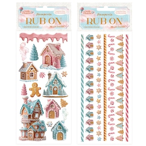 Stamperia  Candy Christmas Rub On ,Scrapbook Transfer Rub On ,Crafts Supplies,Collage,Adhesive Candy Pink Christmas Noel  Transfer Images