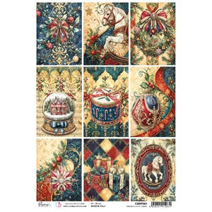 Ciao Bella Toy Shop A4 Rice Paper Little Things ,Craft Supplies,Winter Christmas Vintage Doll ,Paper,Card Making,Decoupage Paper Mixed Media