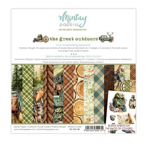 Mintay The Great Outdoors 6 "x 6" Scrapbooking Papierblock, Kartenherstellung, Bastelbedarf, Wald Camping Designs Papierset, doppelseitiges Papier