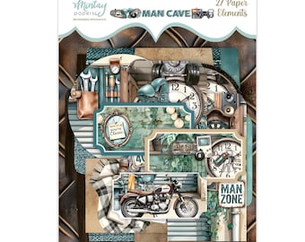 Mintay Man Cave Tags ,Card Making,Craft Supplies, Labels Husband Boyfriend Mintay Paper Elements Pieces Men's Craft Supplies Scrapbook