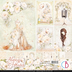 Ciao Bella Always & Forever 12" x 12" Scrapbooking Paper Set ,Craft Supplies ,Wedding  Paper,Card Making,Double Sided Paper Set,Romance