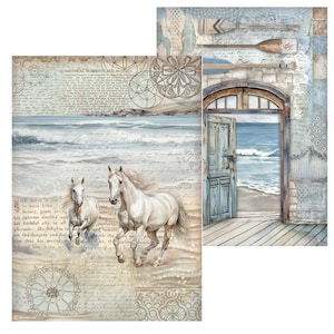Stamperia Stille See A4 Reispapier,Bastelbedarf,Kartengestaltung,Scrapbooking,Decoupage Papier,Reispapier Meer,Ozean,Reis,nautische Collage