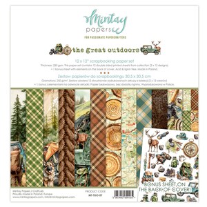 Mintay The Great Outdoors 12" x 12" Scrapbooking Paper Set,Card Making,Craft Supplies,Forest Camping Designs Paper Set,Double Side Paper