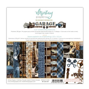 Mintay Garage 6" x 6" Paper Pad ,Scrapbook Paper Pad ,Card Making,Craft Supplies,Collage,Tools Garage Paper,Scrapbooking Pad,Mintay Paper