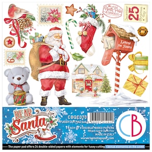 Ciao Bella  Dear Santa 6" x 6" Fussy Cut Pad ,Craft Supplies Noel,Christmas Paper,Collage,Card Making,Christmas Book Fussy Cutting Paper Set