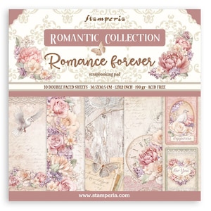 Stamperia Romance Forever 12" x 12" Paper Pad 10 pc Double Side ,Craft Supplies,Card Making,Scrapbooking,Wedding Paper,Wedding Pastel Paper